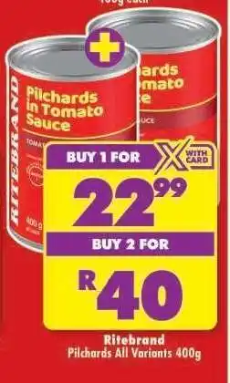 Shoprite Ritebrand Pilchards All Variants 400g offer