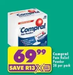 Shoprite COMPRAL Pain Relief Powder 38 per pack offer