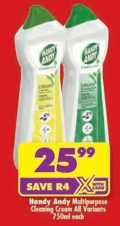 Shoprite Handy Andy Multipurpose Cleaning Cream All Variants 750ml each offer