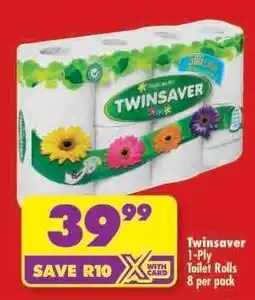 Shoprite TWINSAVER 1-PLY TOILET ROLLS 8 per pack offer
