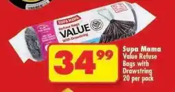 Shoprite Supa Mama Value Refuse Bags with Drawstring 20 per pack offer
