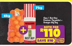 Shoprite Class 1 Best Buy Potatoes 7kg pocket + Oranges 6kg bag offer