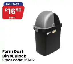 Africa Cash and Carry Form Dust Bin 9L Black offer