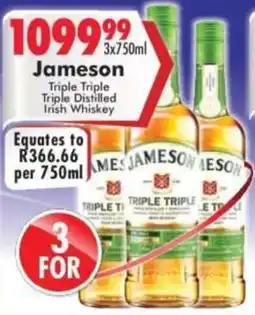 Prestons Jameson Triple Triple Triple Distilled Irish Whiskey offer