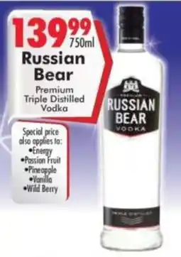Prestons Russian Bear Vodka offer