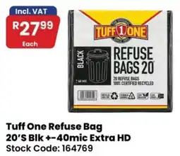 Africa Cash and Carry Tuff One Refuse Bag 20'S Blk +-40mic Extra HD offer