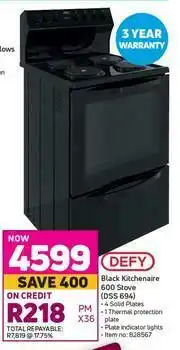 Game Defy Black Kitchenaire 600 Stove DSS 694 offer