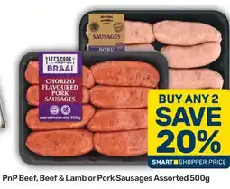 Pick n Pay Hypermarket PnP Beef, Beef & Lamb or Pork Sausages Assorted offer