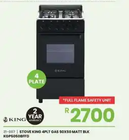 Fair Price STOVE KING 4PLT GAS 50X50 MATT BLK KGP5050BFFD offer