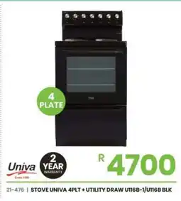 Fair Price STOVE UNIVA 4PLT + UTILITY DRAW U116B-1/U116B BLK offer