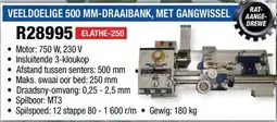 Adendorff Machinery Mart VEELDOELIGE 500 MM-DRAAIBANK, MET GANGWISSEL ELATHE-250 offer