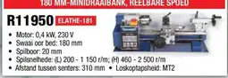 Adendorff Machinery Mart 180 MM-MINIDRAAIBANK, REELBARE SPOED ELATHE-181 offer
