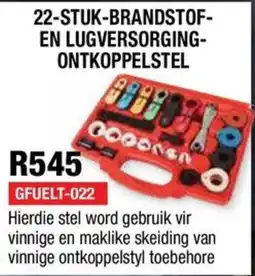 Adendorff Machinery Mart 22-STUK-BRANDSTOF-EN LUGVERSORGING-ONTKOPPELSTEL offer