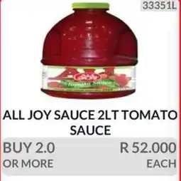KitKat Cash and Carry ALL JOY SAUCE 2LT TOMATO SAUCE offer