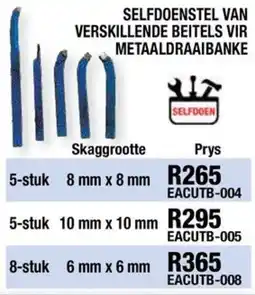 Adendorff Machinery Mart SELFDOEN SELFDOENSTEL VAN VERSKILLLENDE BEITELS VIR METAALDRAAIBANKE offer
