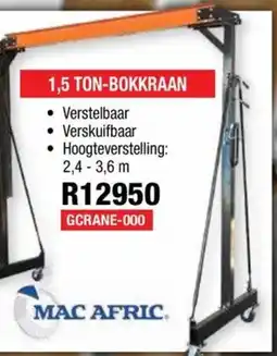 Adendorff Machinery Mart 1,5 TON-BOKKRAAN MAC AFRIC offer