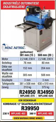 Adendorff Machinery Mart MAC AFRIC INDUSTRIËLE AUTOMATIESE SKAAFMASJIENE offer
