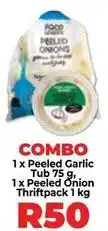 Food Lover's Market Peeled garlic tub & peeled onion thriftpack offer