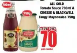 Boxer ALL GOLD Tomato Sauce & CROSSE & BLACKWELL Tangy Mayonnaise offer