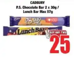 Boxer CADBURY P.S. Chocolate Bar Lunch Bar Max offer