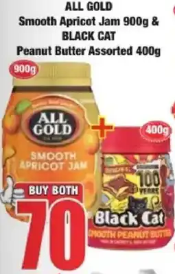 Boxer ALL GOLD Smooth Apricot Jam & BLACK CAT Peanut Butter Assorted offer