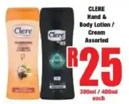Boxer CLERE Hand & Body Lotion / Cream Assorted offer