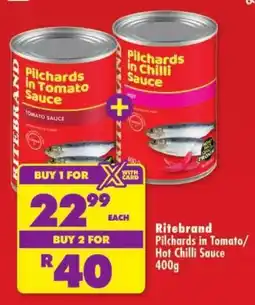 Shoprite Ritebrand Pilchards in Tomato/Hot Chilli Sauce offer