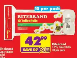 Shoprite Ritebrand 1-Ply Toilet Rolls offer