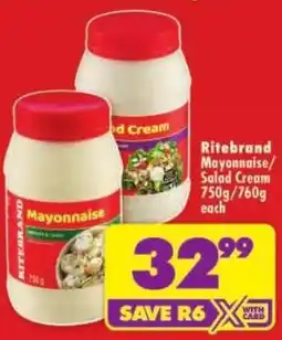 Shoprite Ritebrand Mayonnaise/Salad Cream offer