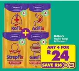 Shoprite McNab's Product Range All Variants offer