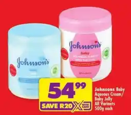 Shoprite Johnson's Baby Aqueous Cream/Baby Jelly offer
