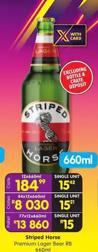 Shoprite Striped Horse Premium Lager Beer RB offer