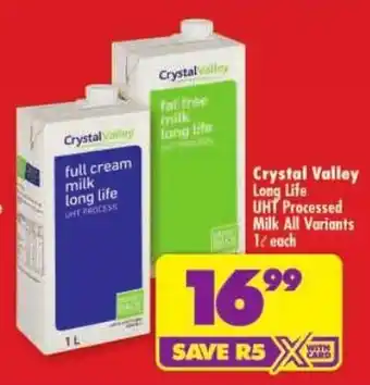 Crystal Valley UHT Processed Milk All Variants