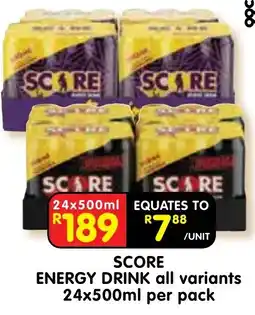 Shoprite SCORE ENERGY DRINK offer