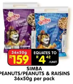 Shoprite SIMBA PEANUTS/PEANUTS & RAISINS offer