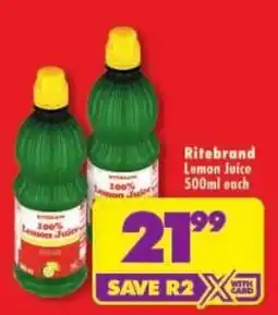 Shoprite Ritebrand Lemon Juice offer