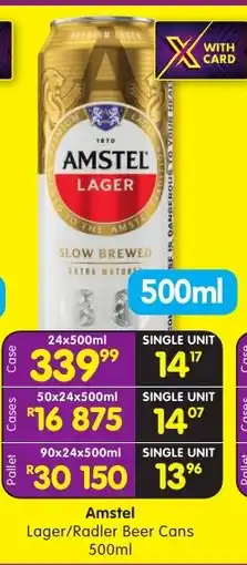 Shoprite Amstel Lager/Radler Beer Cans offer