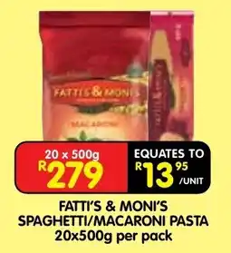 Shoprite FATTI'S & MONI'S SPAGHETTI/MACARONI PASTA offer