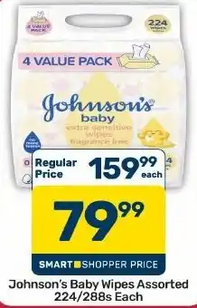 Pick n Pay Hypermarket Johnson's Baby Wipes Assorted offer