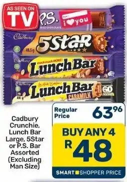 Pick n Pay Hypermarket Cadbury Crunchie, Lunch Bar Large, 5 Star or P.S. Bar Assorted offer