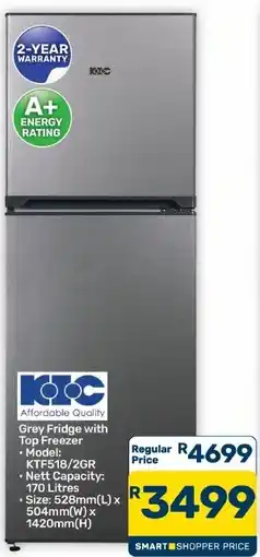 Pick n Pay Hypermarket KTC Grey Fridge with Top Freezer offer