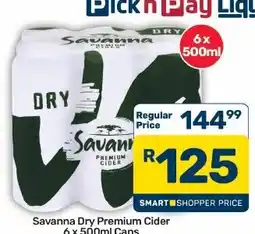 Pick n Pay Hypermarket Savanna Dry Premium Cider offer