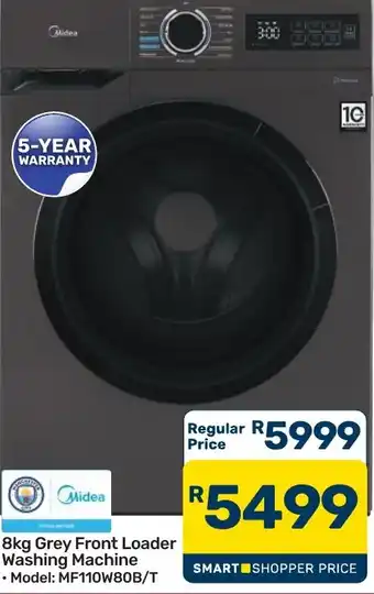 8kg Grey Front Loader Washing Machine Midea
