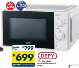 Pick n Pay Hypermarket DEFY 20 Litre White Manual Microwave Oven offer