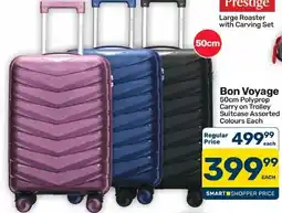 Pick n Pay Hypermarket Bon Voyage 50cm Polyprop Carry on Trolley Suitcase Assorted Colours Each offer
