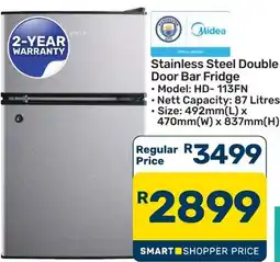 Pick n Pay Hypermarket Stainless Steel Double Door Bar Fridge Midea offer
