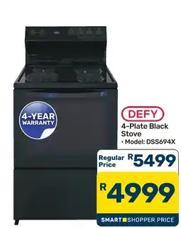 Pick n Pay Hypermarket DEFY 4-Plate Black Stove offer