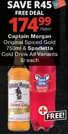 Checkers Captain Morgan Original Spiced Gold & Sparkletta Cold Drink All Variants offer