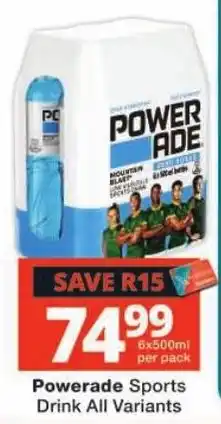Checkers Powerade Sports Drink All Variants offer
