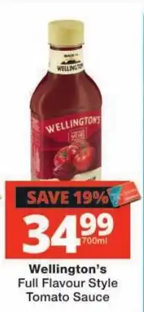 Checkers Wellington's Full Flavour Style Tomato Sauce offer